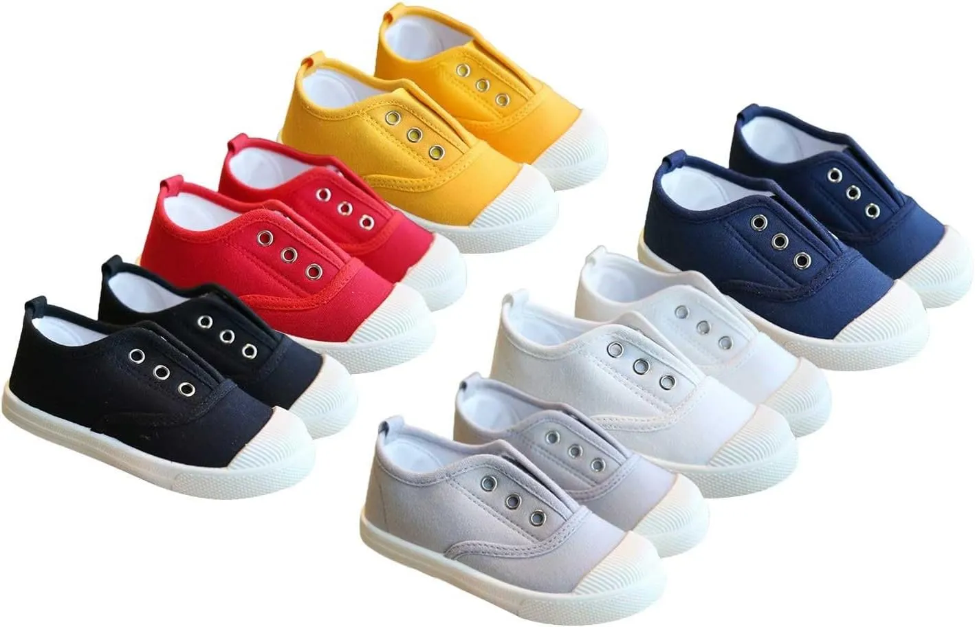 1 to 9 Years Boy Girl Slip On Canvas Sneaker, Kids Low Top Casual Fashion Shoes, Comfy Lace-Up Walking Shoes