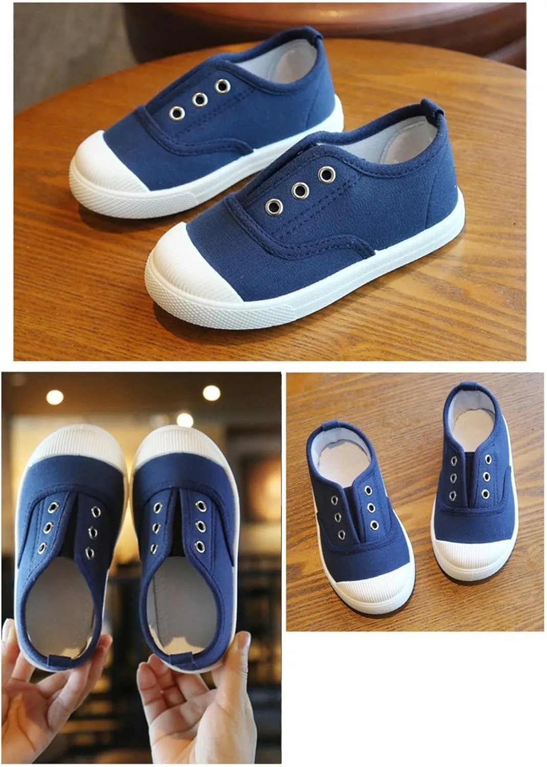 1 to 9 Years Boy Girl Slip On Canvas Sneaker, Kids Low Top Casual Fashion Shoes, Comfy Lace-Up Walking Shoes