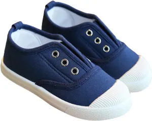 1 to 9 Years Boy Girl Slip On Canvas Sneaker, Kids Low Top Casual Fashion Shoes, Comfy Lace-Up Walking Shoes