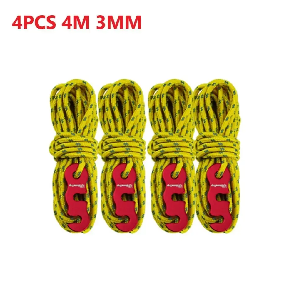 4pcs Wind Rope with S-shaped Hooks Buckle for Camping Hiking Survival Parachute Cord Lanyard Tents Rope Strap