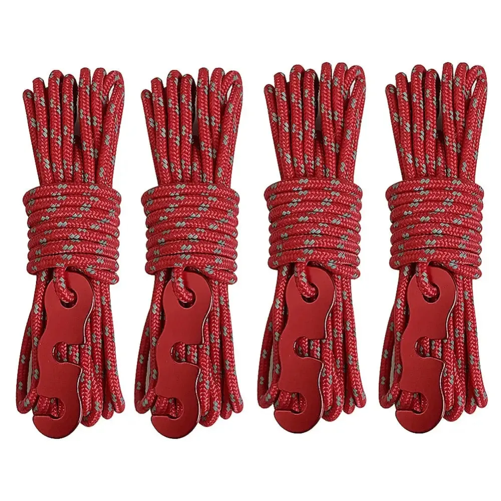 4pcs Wind Rope with S-shaped Hooks Buckle for Camping Hiking Survival Parachute Cord Lanyard Tents Rope Strap