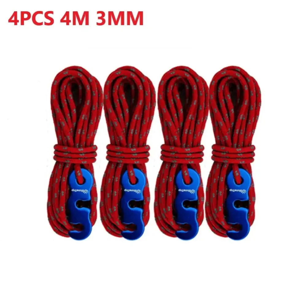 4pcs Wind Rope with S-shaped Hooks Buckle for Camping Hiking Survival Parachute Cord Lanyard Tents Rope Strap