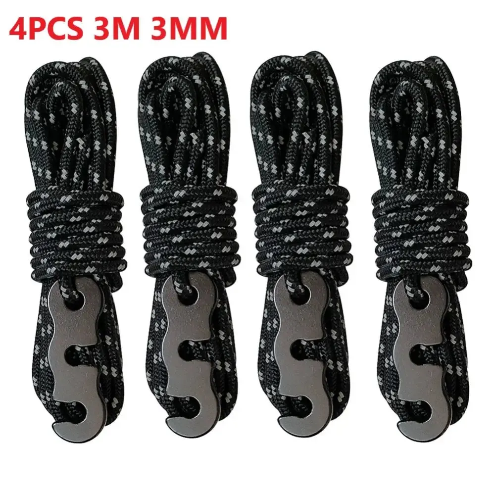4pcs Wind Rope with S-shaped Hooks Buckle for Camping Hiking Survival Parachute Cord Lanyard Tents Rope Strap