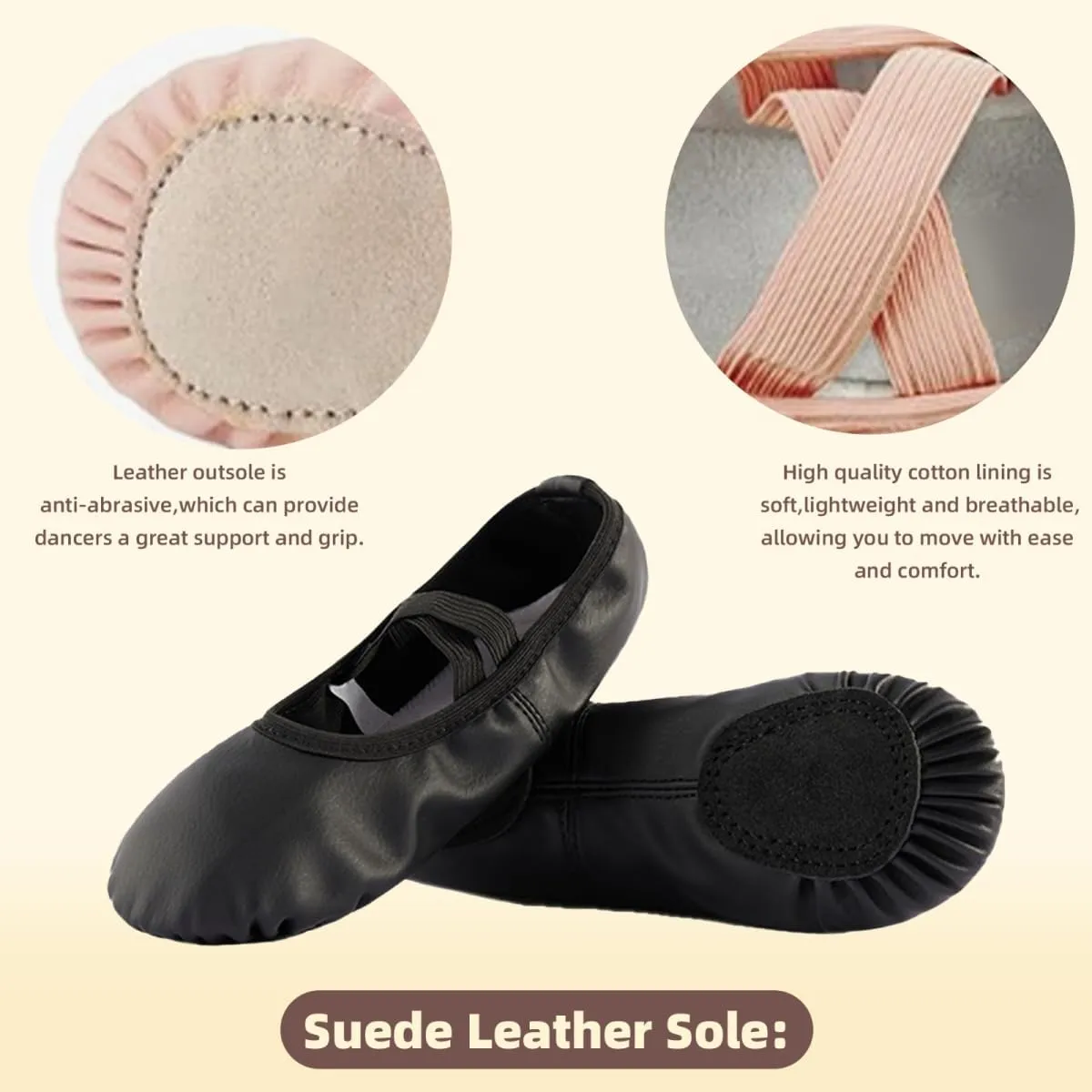 Ballet Shoes for Girls Ballet Dance Slippers Soft PU Dance Shoes for Toddler/Little Kid/Big Kid