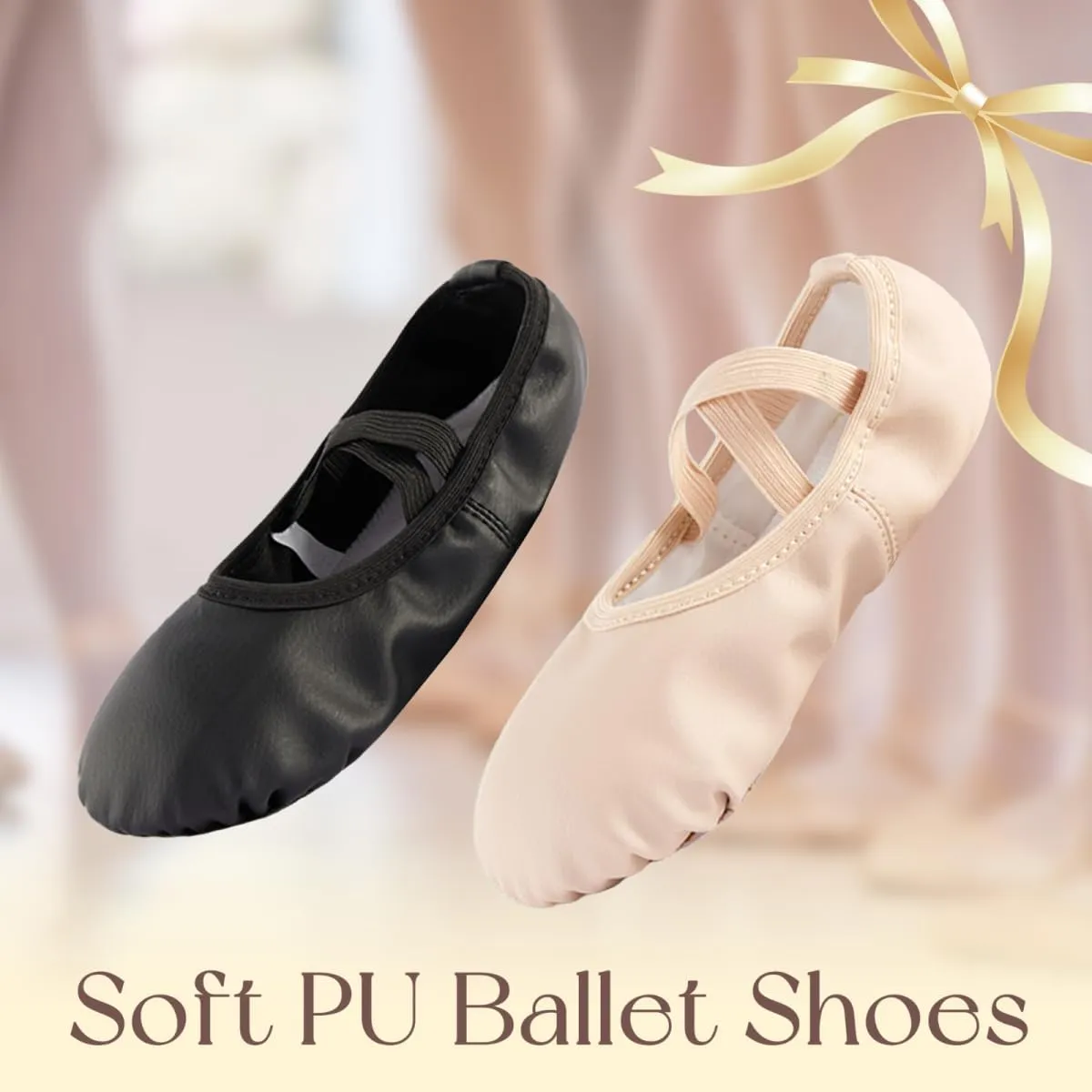 Ballet Shoes for Girls Ballet Dance Slippers Soft PU Dance Shoes for Toddler/Little Kid/Big Kid