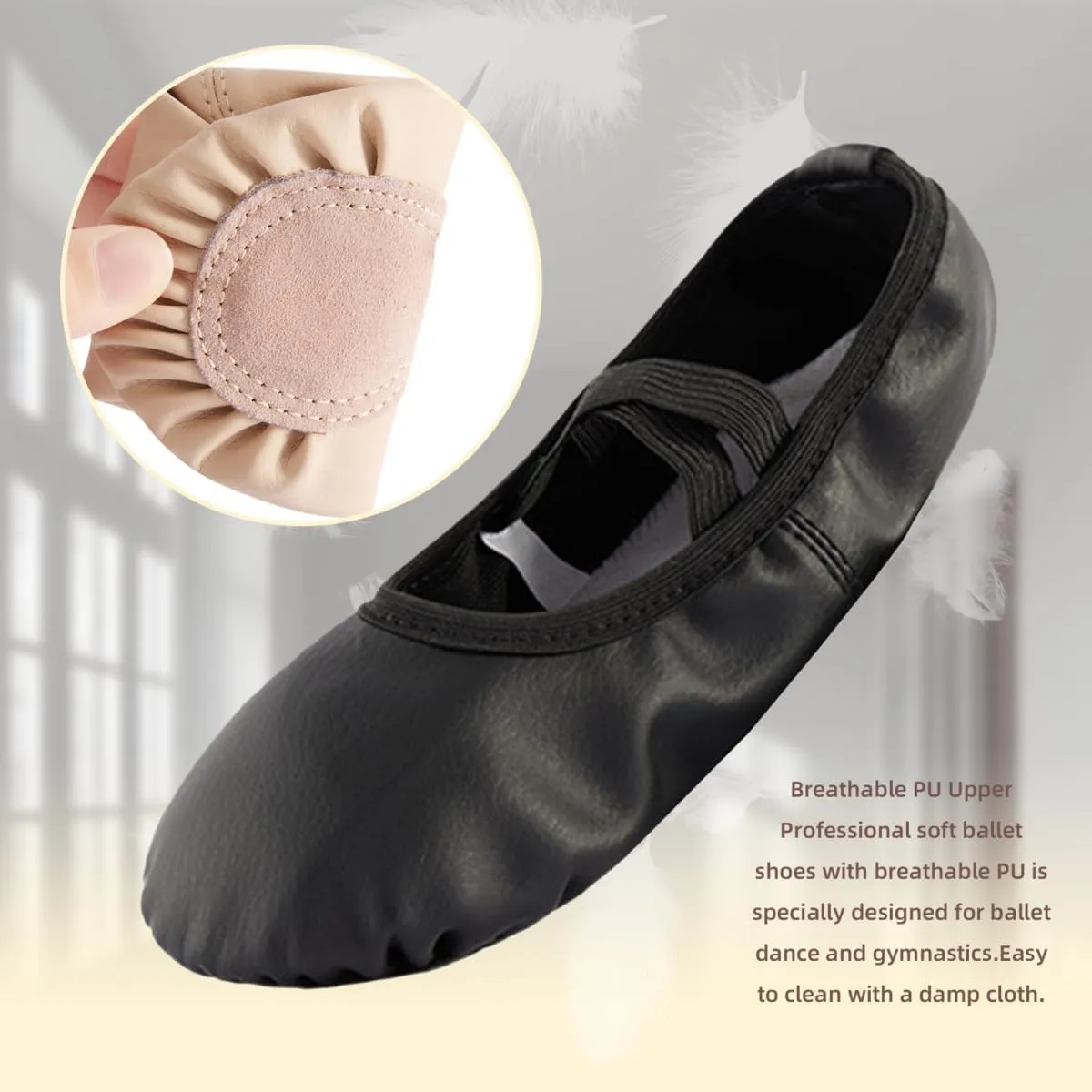 Ballet Shoes for Girls Ballet Dance Slippers Soft PU Dance Shoes for Toddler/Little Kid/Big Kid