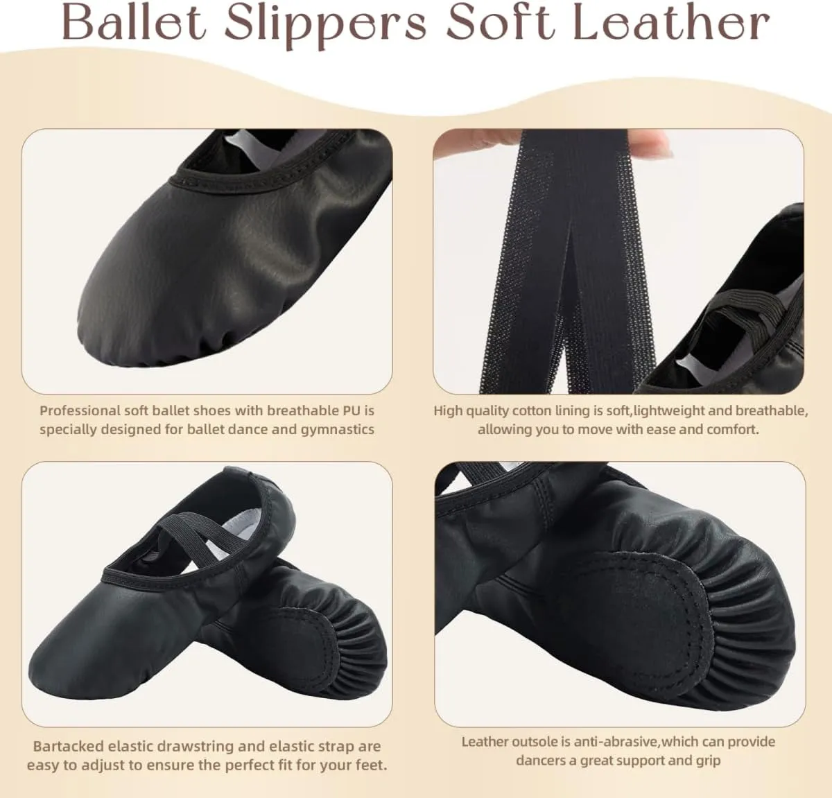 Ballet Shoes for Girls Ballet Dance Slippers Soft PU Dance Shoes for Toddler/Little Kid/Big Kid