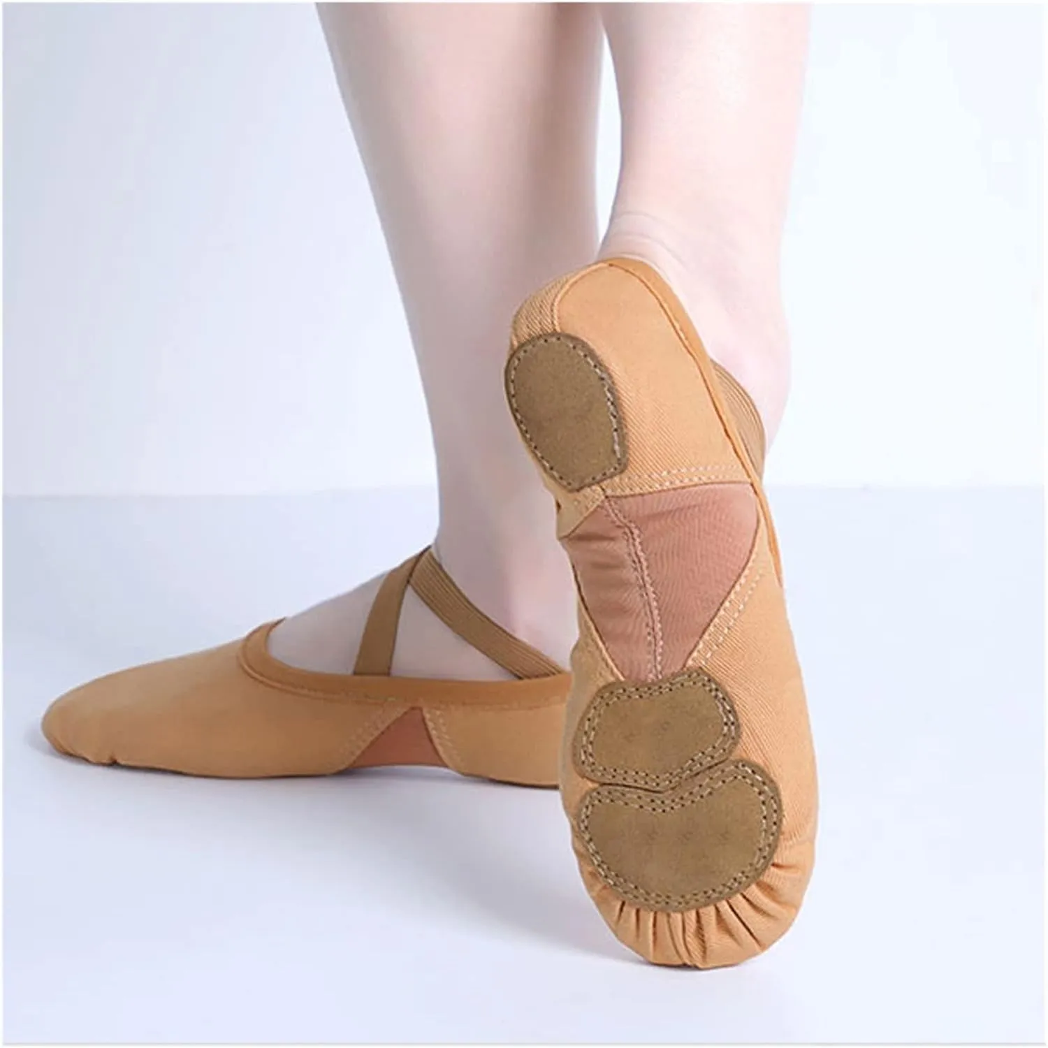 Ballet Shoes Soft Three Split Sole Women Ballerina Dance Shoes Stretch Fabric Mesh Splice Ballet Slippers(37)