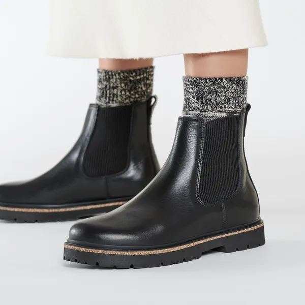 Birkenstock Womens Boot Highwood Slip On Natural Leather Black