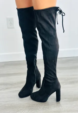 Black Don't Let It Go Knee High Boots