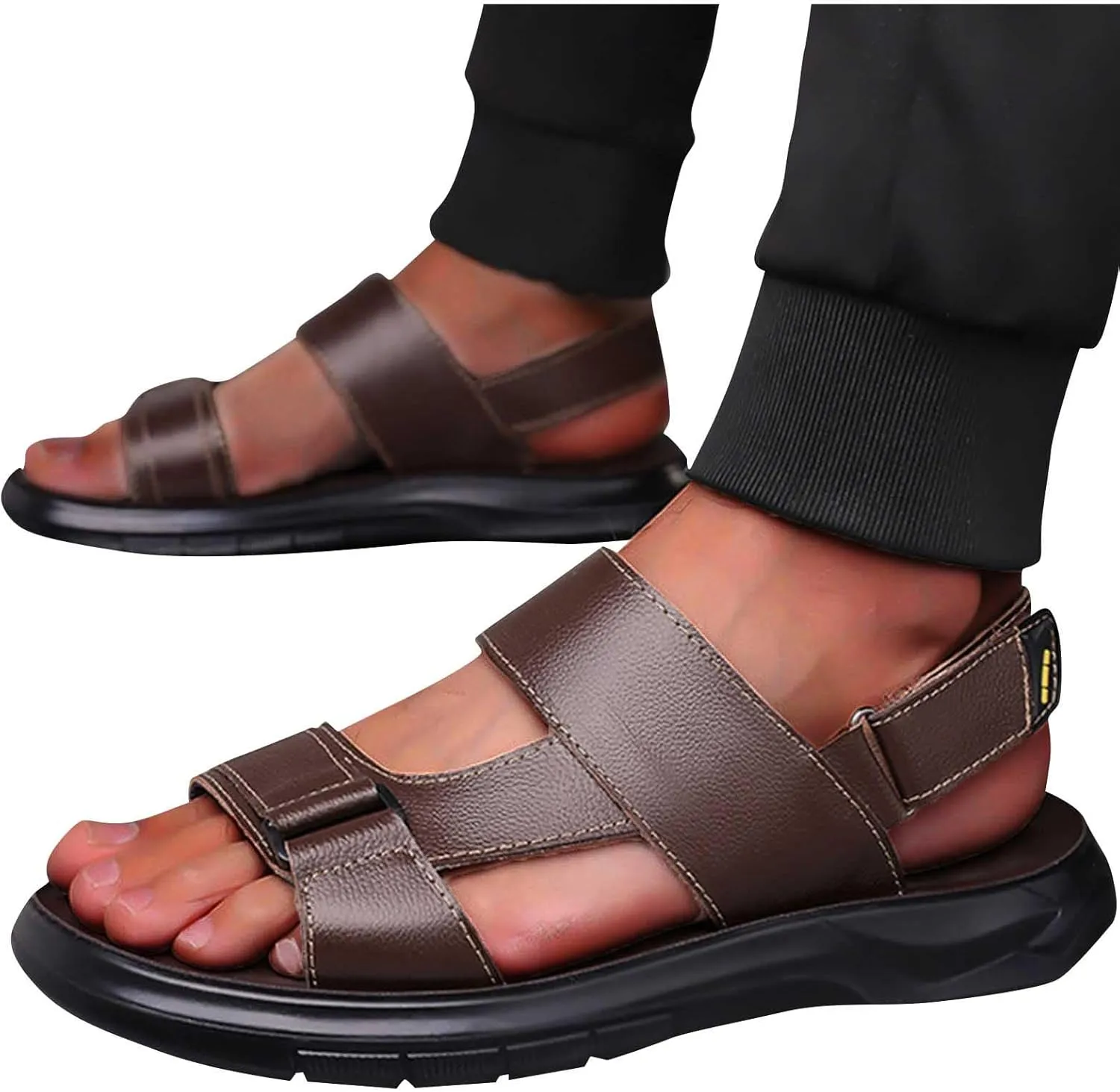 Black Sandals for Men Trendy Summer Outdoor Sports Slip On Sandal Casual Hiking Beach Slippes Workout Footwear