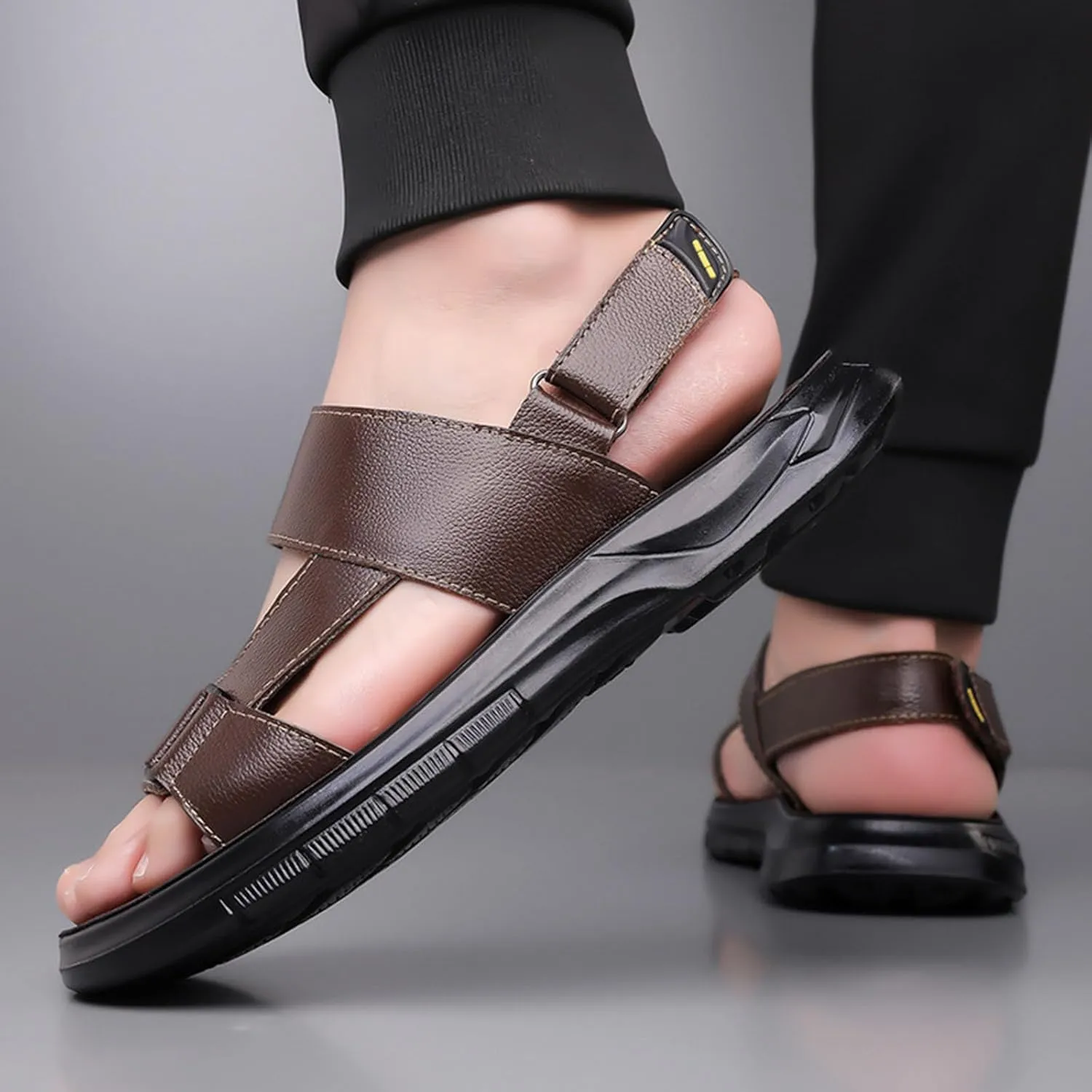 Black Sandals for Men Trendy Summer Outdoor Sports Slip On Sandal Casual Hiking Beach Slippes Workout Footwear