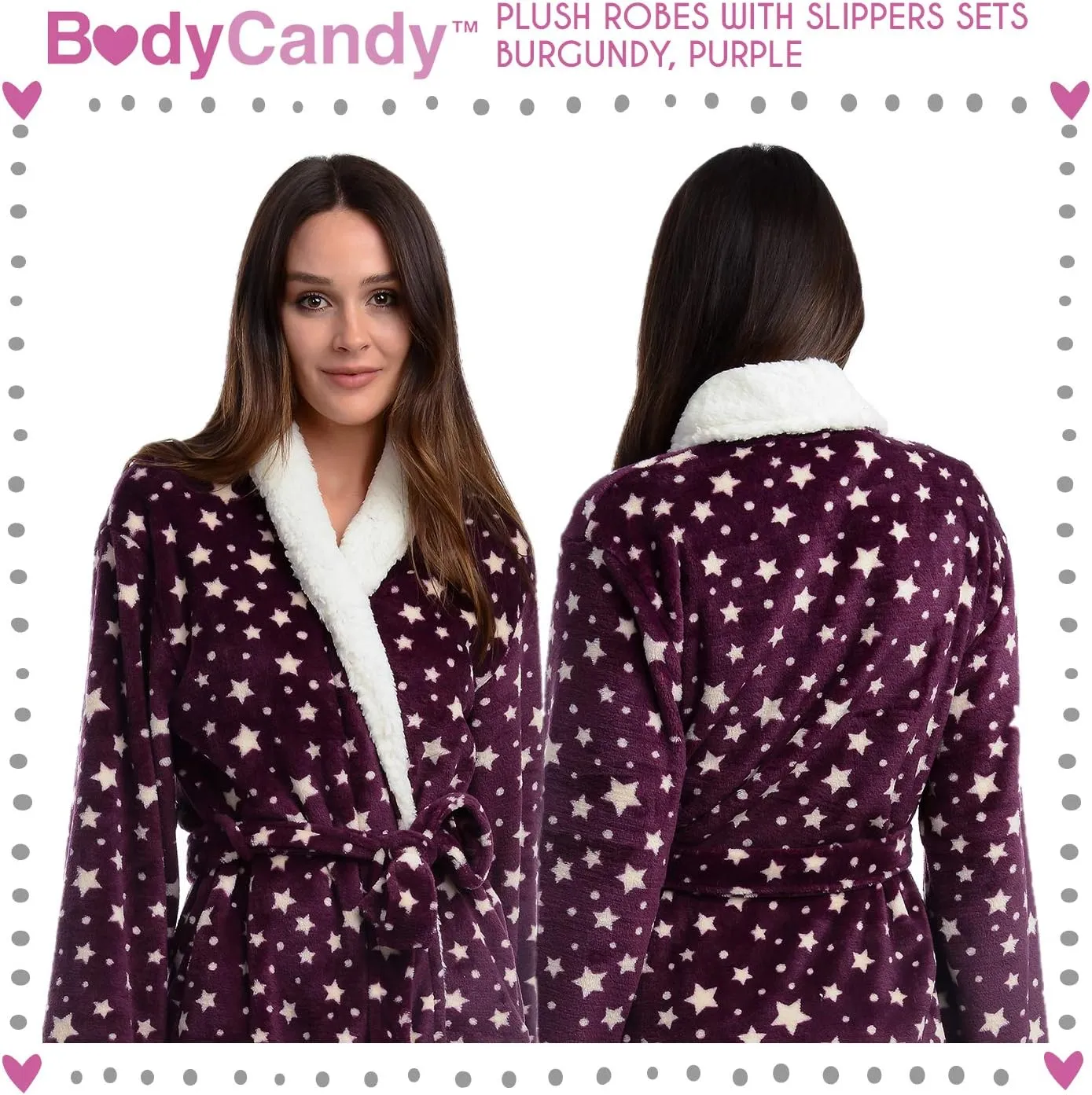 Body Candy Women's Luxurious Soft Plush Bathrobe with Slippers Set