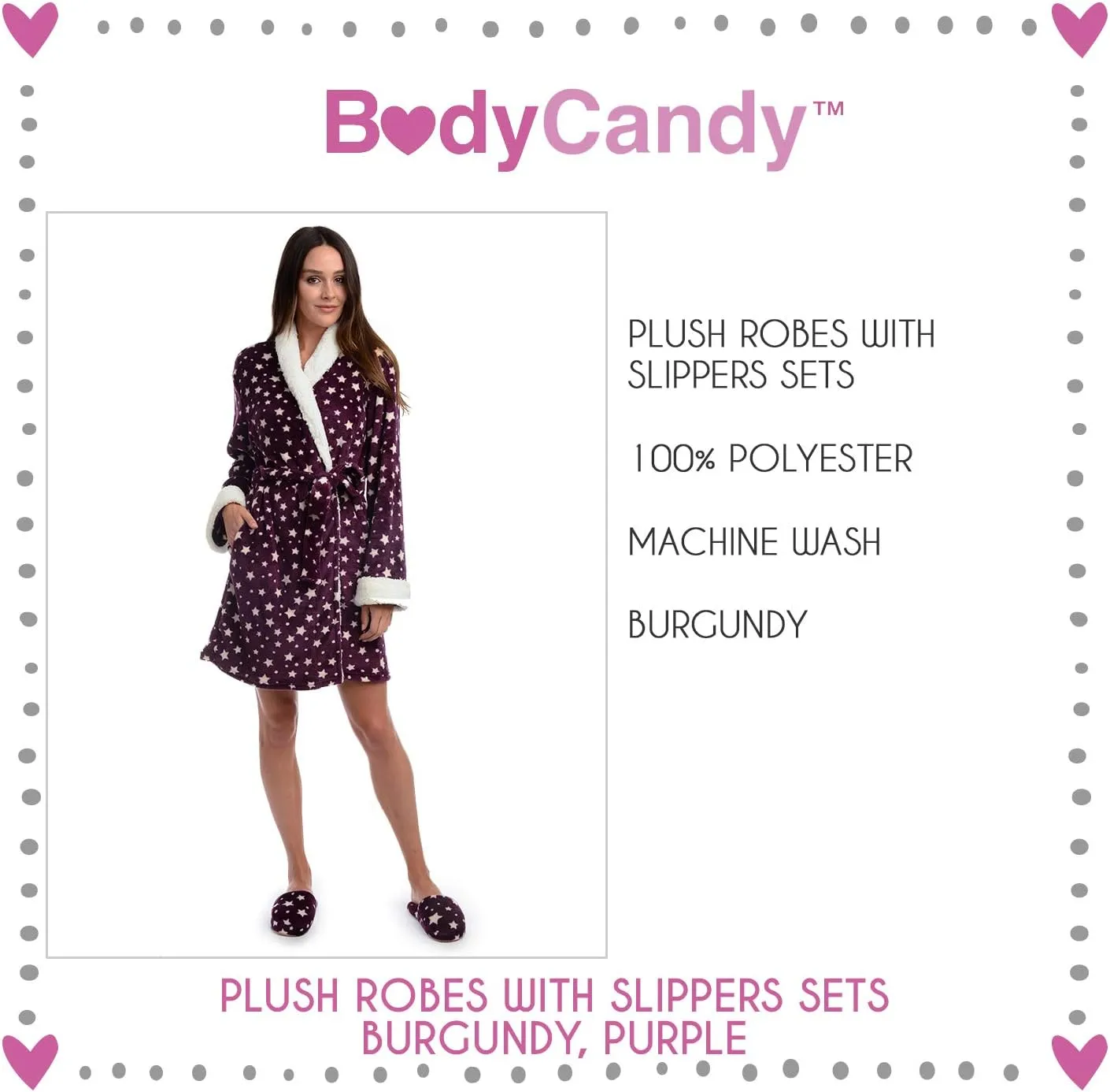 Body Candy Women's Luxurious Soft Plush Bathrobe with Slippers Set