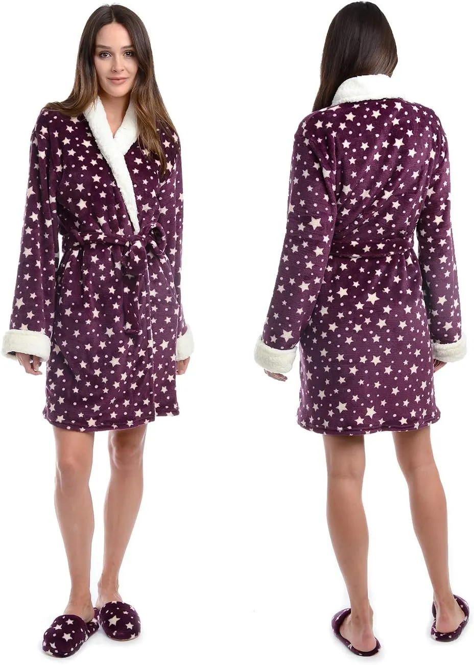 Body Candy Women's Luxurious Soft Plush Bathrobe with Slippers Set