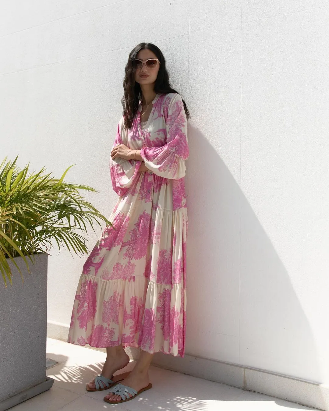 🔥BUY 2 GET 10% OFF💃Women Summer V-neck Forest Pattern Maxi Dress👗
