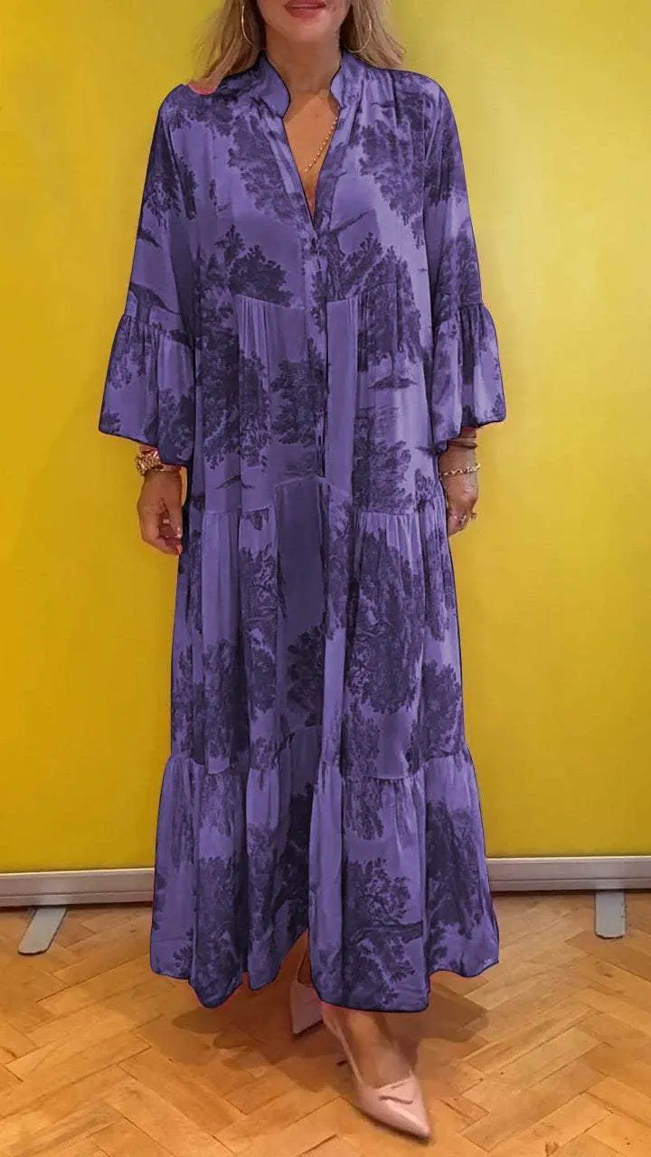 🔥BUY 2 GET 10% OFF💃Women Summer V-neck Forest Pattern Maxi Dress👗