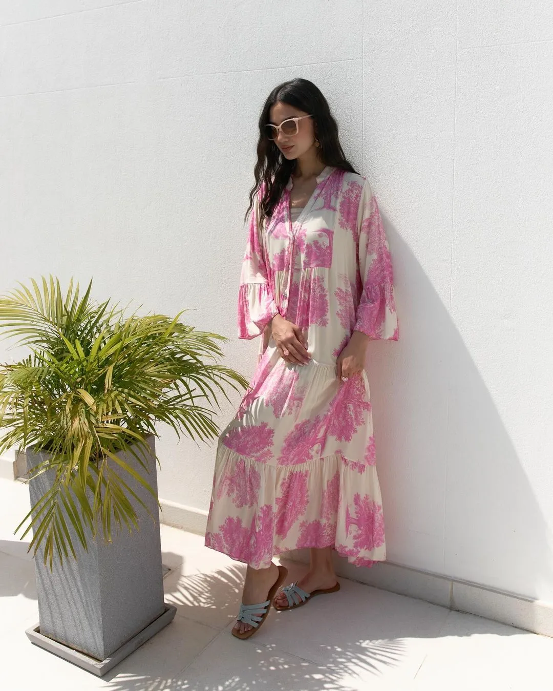 🔥BUY 2 GET 10% OFF💃Women Summer V-neck Forest Pattern Maxi Dress👗