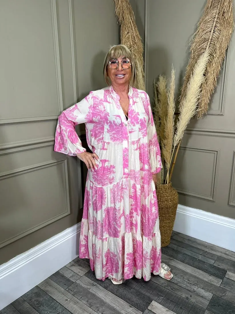 🔥BUY 2 GET 10% OFF💃Women Summer V-neck Forest Pattern Maxi Dress👗