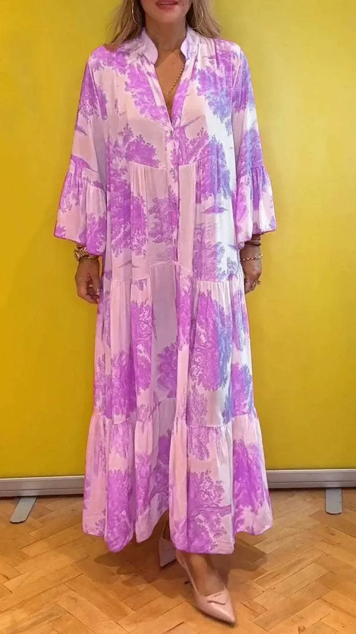 🔥BUY 2 GET 10% OFF💃Women Summer V-neck Forest Pattern Maxi Dress👗