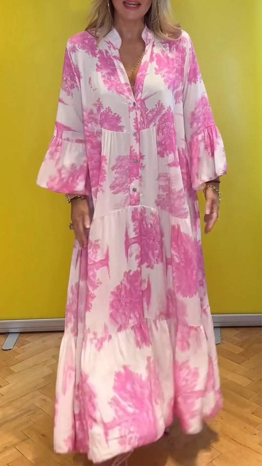 🔥BUY 2 GET 10% OFF💃Women Summer V-neck Forest Pattern Maxi Dress👗