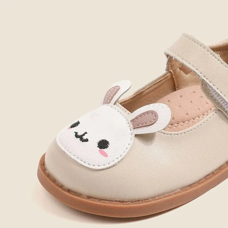 Cartoon Rabbit Leather Flat Shoes