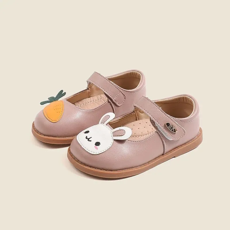 Cartoon Rabbit Leather Flat Shoes