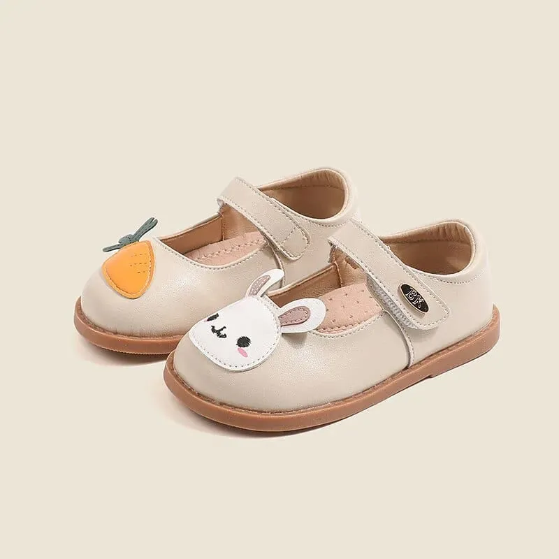 Cartoon Rabbit Leather Flat Shoes