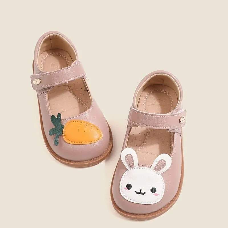Cartoon Rabbit Leather Flat Shoes