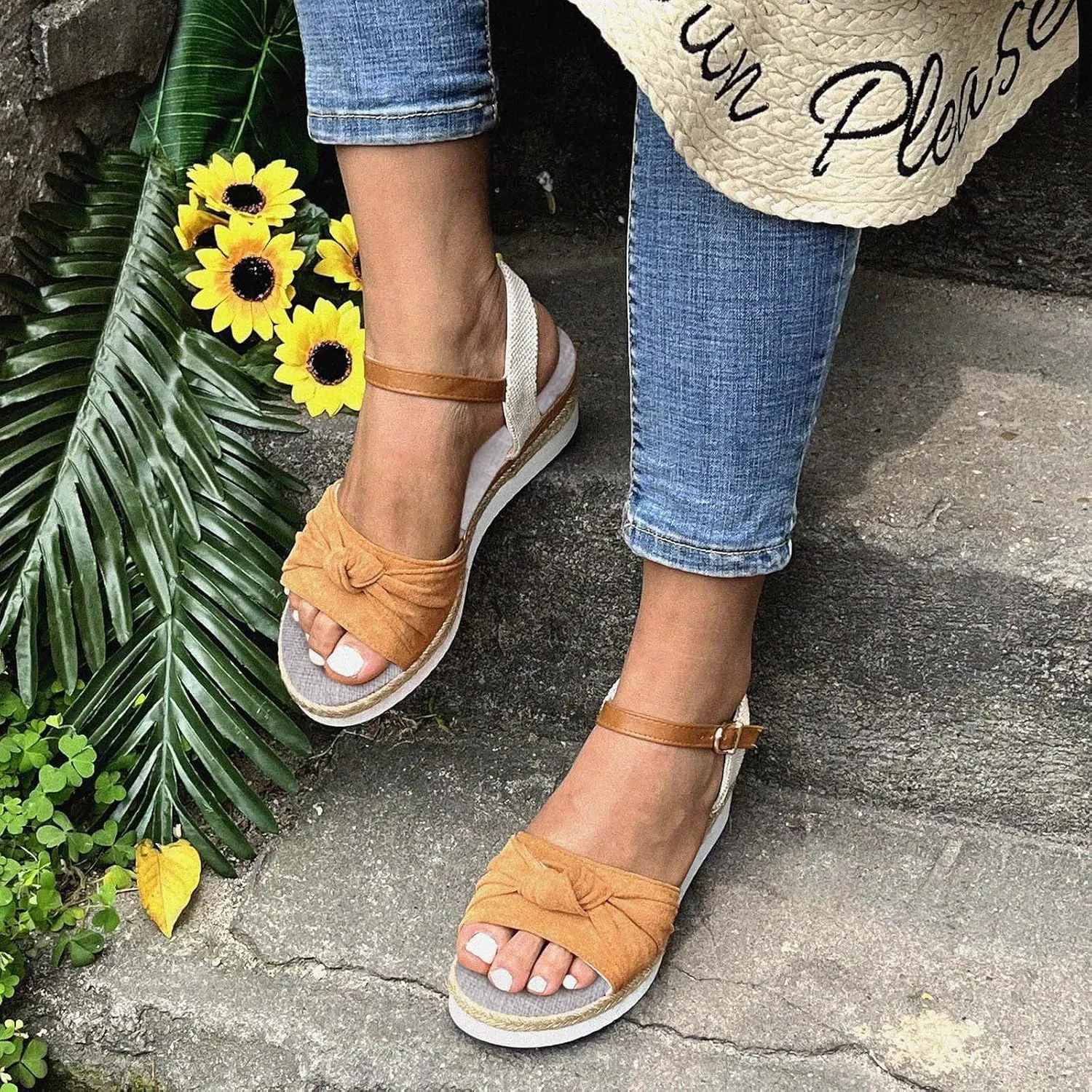 Cathalem Orthopedic Wedge Sandals for Women Platform Open Toe Sandals with Ankle Strap Casual Wedges Sandals Zipper Beach Sandals