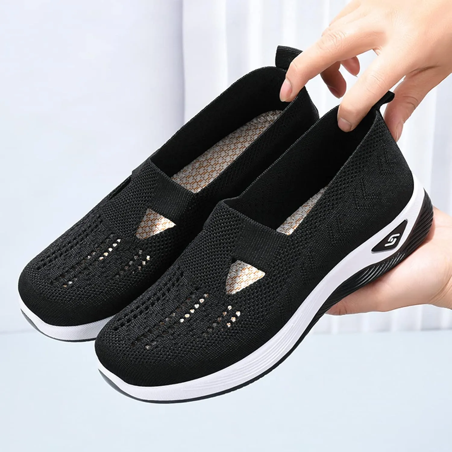 Cathalem Running Shoes for Women Walking Slip on Diabetic Foam Shoes Hands Free Slip in Sneakers Arch Support