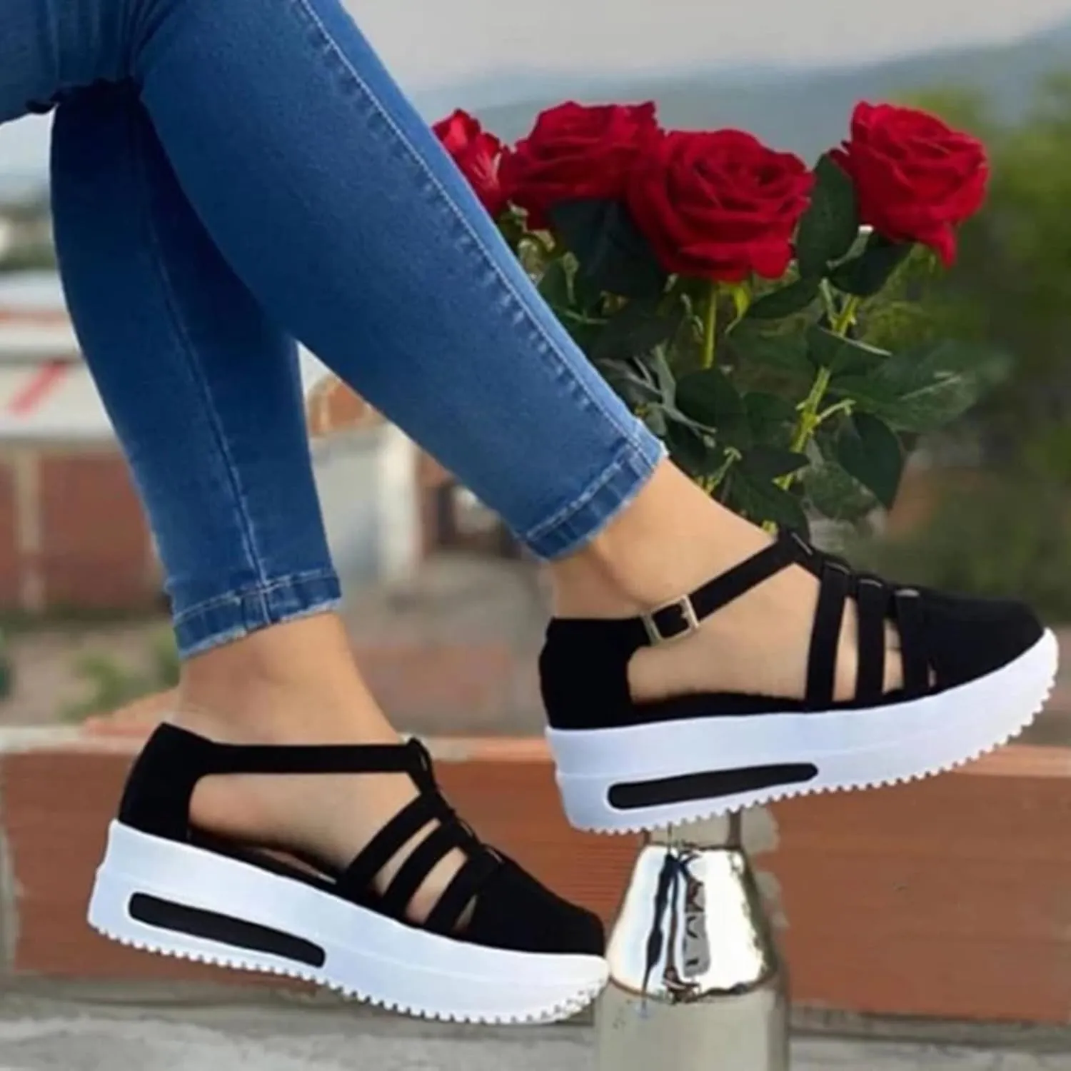 Cathalem Sandals for Women Summer,Casual Comfortable Closed Toe Sandals Plarform Sandals with Back Strap Walking Shoes Women