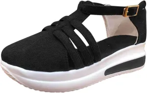 Cathalem Sandals for Women Summer,Casual Comfortable Closed Toe Sandals Plarform Sandals with Back Strap Walking Shoes Women