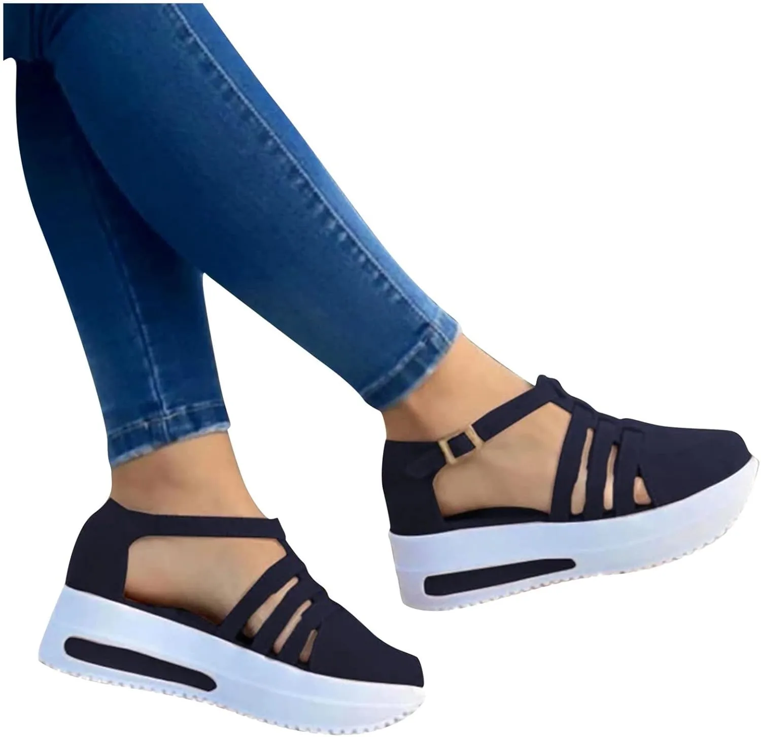 Cathalem Sandals for Women Summer,Casual Comfortable Closed Toe Sandals Plarform Sandals with Back Strap Walking Shoes Women