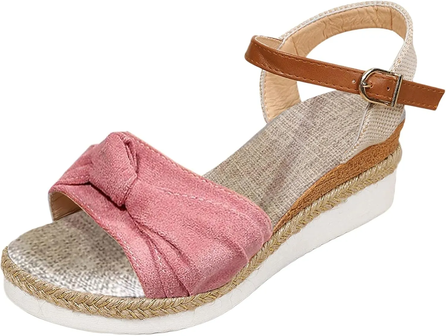 Cathalem Summer Sandals for Women 2024 Espadrilles for Women Open Toe Ankle Strap Wedge Heels Sandals Comfortable Slip on Sandals