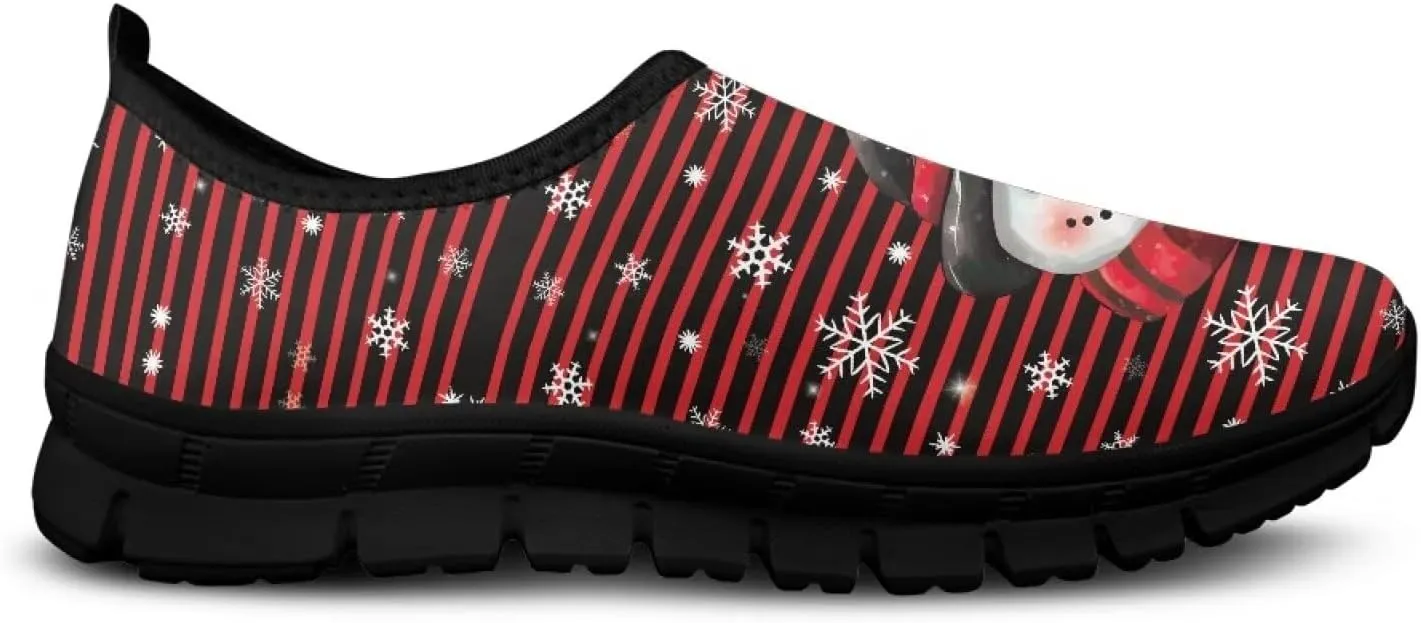 Christmas Sneakers for Women Casual Comfortable Lightweight Low-Top Slip-On Sneakers Breathable Outdoor Sport Walking Shoes for Teen Girls US 5.5-11.5