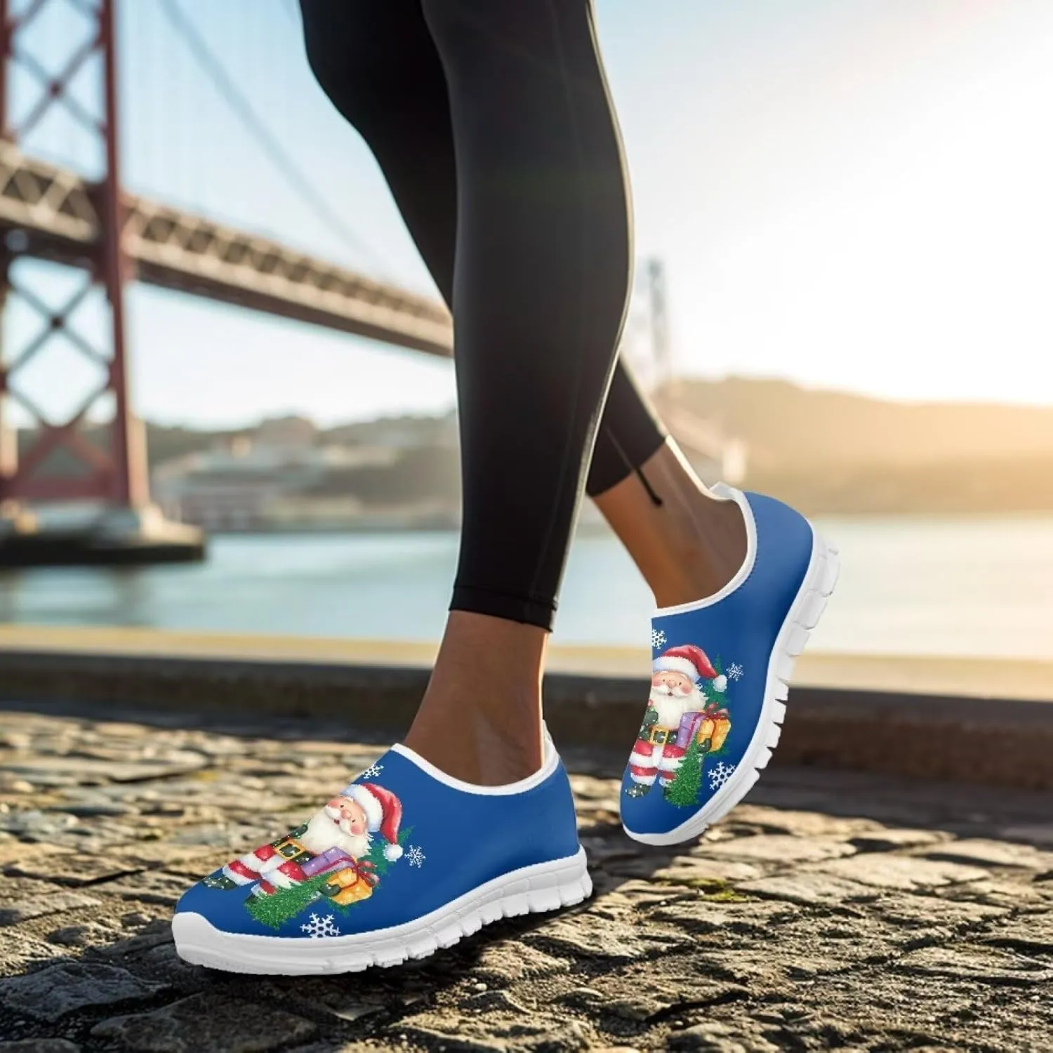 Christmas Sneakers for Women Casual Cozy Low-Top Hands Free Sneakers Anti-Skid Lightweight Walking Shoes for Teen Girls US 5.5-11.5