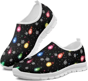 Christmas Sneakers for Women Soft Slip On Low Top Sneakers Casual Non-Slip Lightweight Athletic Walking Shoes for Teen Girls US 5.5-11.5