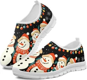 Christmas Sneakers for Women Soft Slip On Low Top Sneakers Casual Non-Slip Lightweight Athletic Walking Shoes for Teen Girls US 5.5-11.5