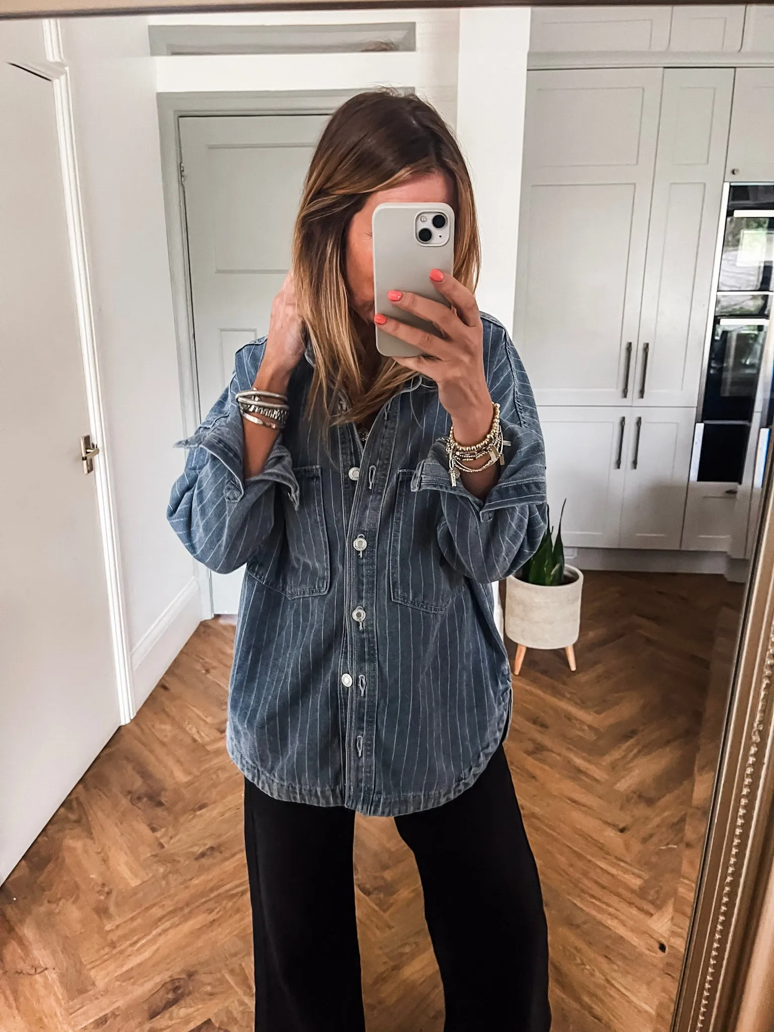Denim Pinstripe Shacket
