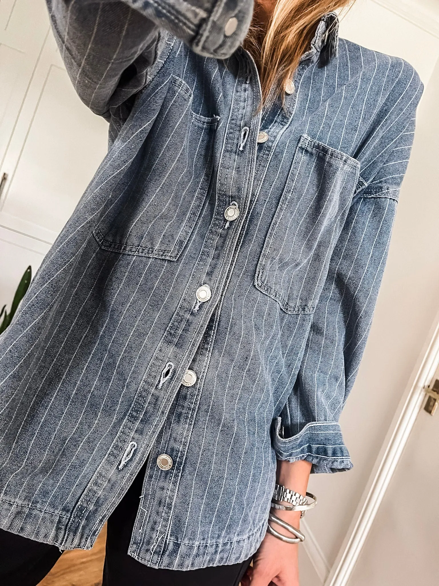 Denim Pinstripe Shacket