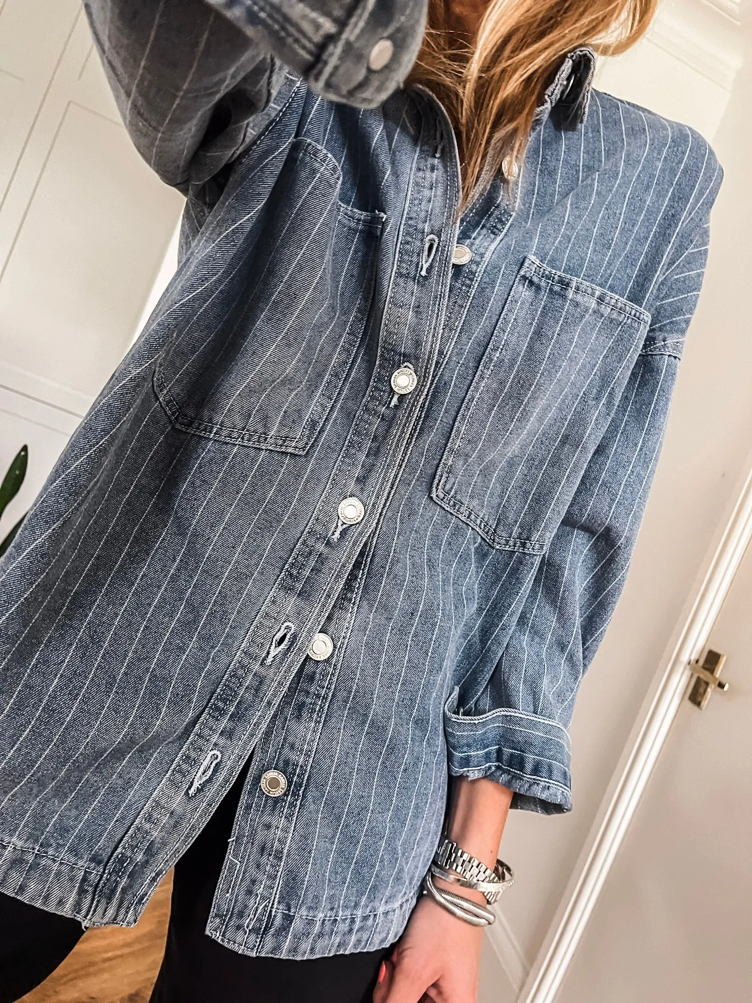 Denim Pinstripe Shacket