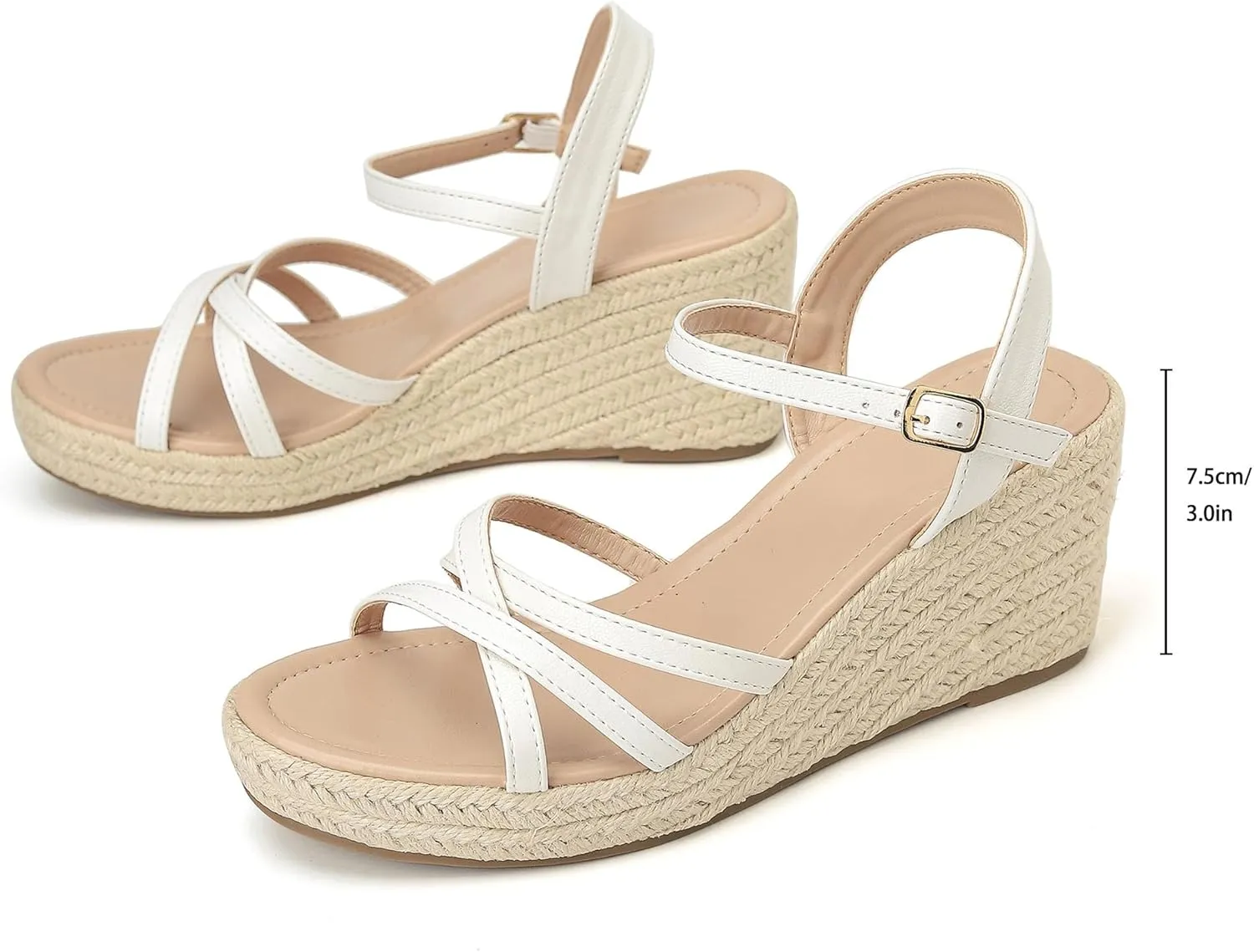Dressy Open Toe Sandals Platform Wedge Sandals with Cushioned Insole and Ankle Strap Buckle,Strappy Espadrille Wedge Sandals for Women Comfortable Summer