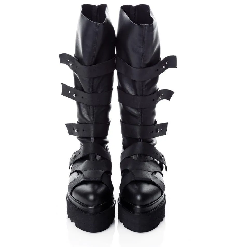 Easy Strappy black stretch boots