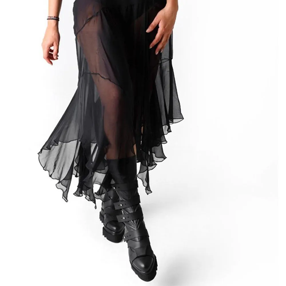 Easy Strappy black stretch boots
