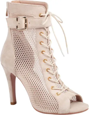 FENIKUSU Women's Peep Toe Dance Shoes for Ballroom High Heels Mesh Boots Stilettos Sandals Model F46