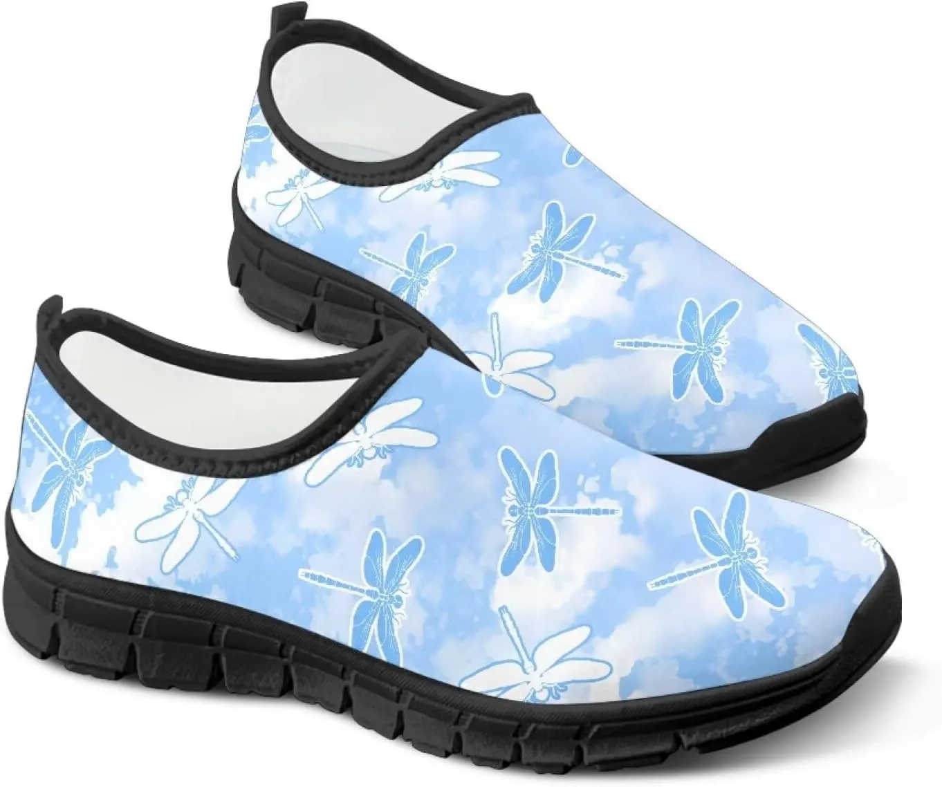 Floral Print Sneakers for Women Casual Low-Top Soft Anti-Skid Sneakers Slip On Lightweight Holiday Travel Shoes for Teen Girls US 5.5-11.5