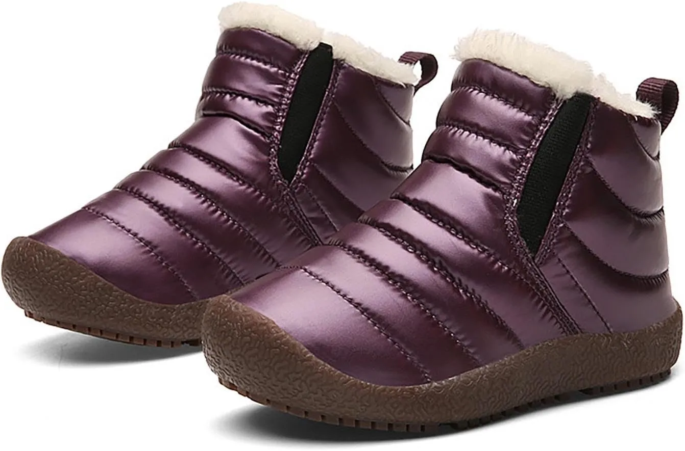 Girls Boys Ankle Snow Boots Faux  Lined Cozy Furry Outdoor Warm Comfortable Non Slip Shoes Winter Winter Boots