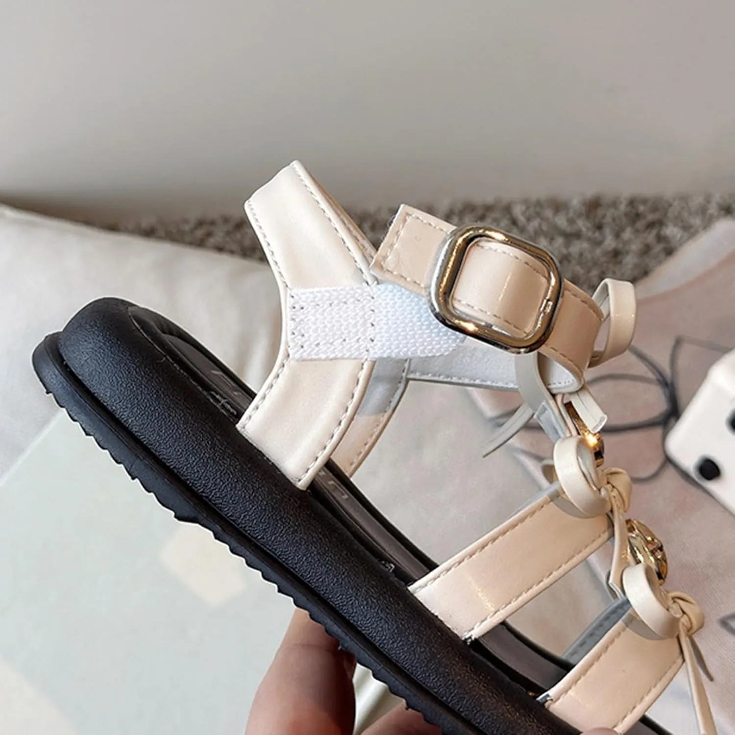 Girls Fashion Sandals With Bow Design Adjustable Straps For Toddler Kids Casual Outdoor Spring Girls Wedge Sandals