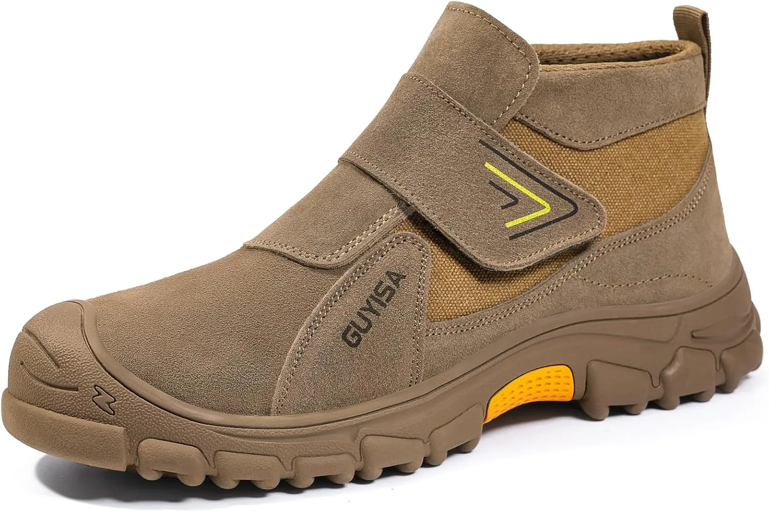 GLANOUDUN Welding Boots for Men Slip on Work Boots for Men Brown Steel Toe Boot Comfortable Welder Boot Construction Safety Footwear Indestructible Men's Steel Toe Shoes,6.5